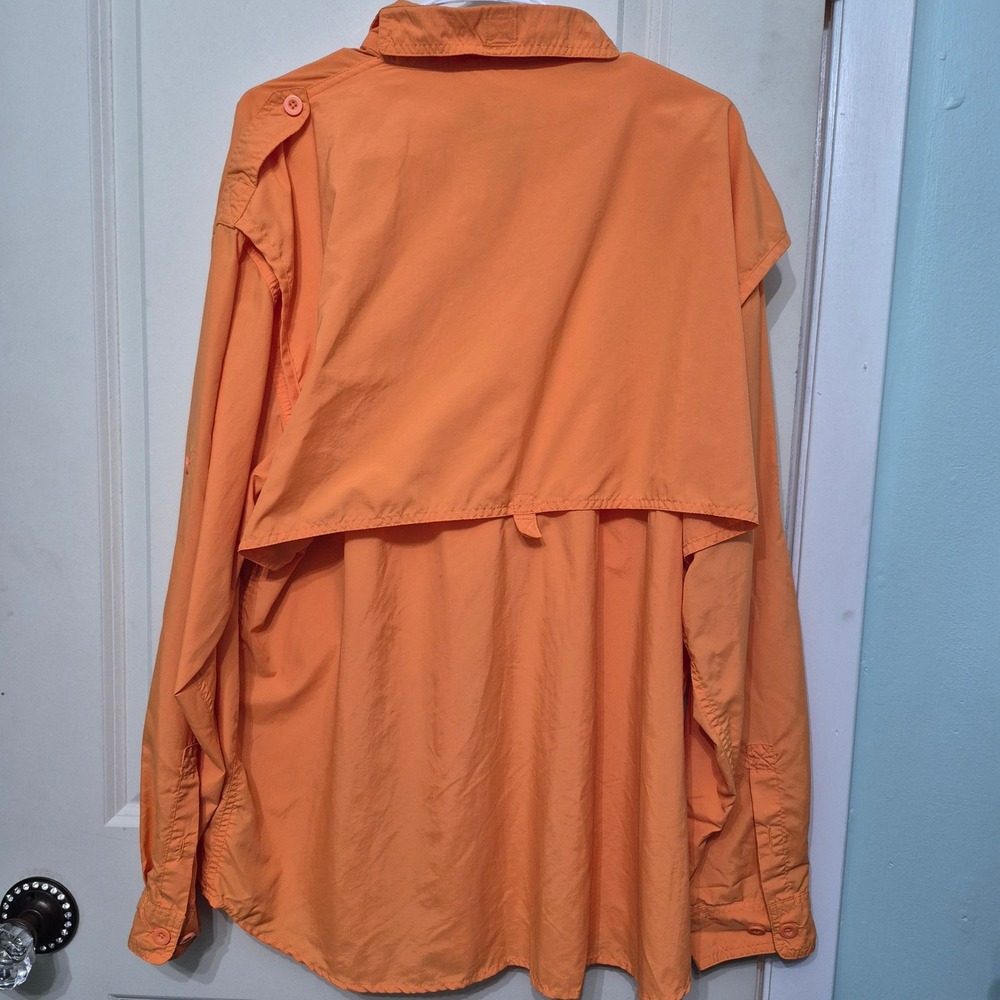 Cabelas Guidewear Mens XL Orange Long Sleeve Fishing Shirt Vented Nylon 901348 - Picture 3 of 6